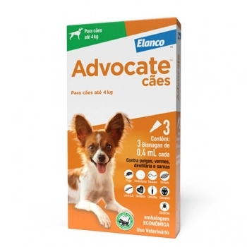 ADVOCATE CÃO (P - ATÉ 4KG) - 3 BISNAGAS