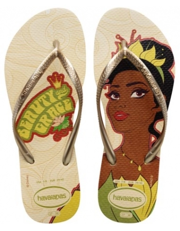 HAVAIANAS SLIM PRINCESAS BEGE PALHA 0121 37/38